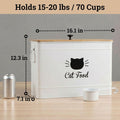 Metal Cat Food Container with Scoop, 15lb (50 Cup) w/ Airtight Bamboo Lid
