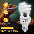 UVB Reptile Light, 10.0 15W UVA UVB Light for Reptiles, Spiral Compact Fluorescent UVB Bulb for Bearded Dragons Tortoise