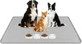 Dog Food Mat 50" x 35" Large Silicone Mat with Raised Edge Gray
