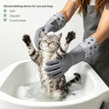 Pet Grooming Long Sleeve Washing Gloves feature silicone grooves design, ideal for both cats and dogs. This set includes