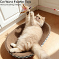 Cat Scratcher Bed with Toys, 2 Pack Oval Cat Scratcher Cardboard, Indoor Cat Scratch Bowl, Large Cat Scratching Board wi