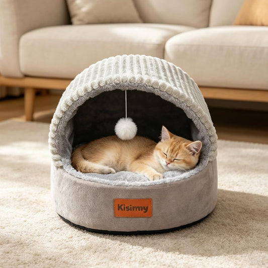 Cat Bed Cave with Pillow & Cat Toys, Cozy Cat Beds for Indoor Cats