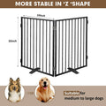 Metal Freestanding Dog Gates,Extra Wide 24", 32" Height Foldable Dog Fence for Indoor & Outdoor, Heavy Duty Freestanding Pet Barrier for Stairs, Doorways, Halls, Kitchen,Yard