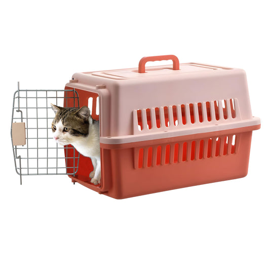 LLGJ-Pets Carrier, Kennel, 23 In. Long, Hard-Sided, for Dog/Cat up to 20 lbs, Suit for Airline/Road Travel (Orange)
