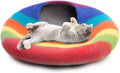 Woolygon Premium Felt Cat Cave Bed – Wool Kitty Beds Handcrafted Kitten Caves Bed for Indoor Cats - Made from Merino Wool, Foldable Cat Hideaway Covered Cat House Pod (Rainbow Twist)