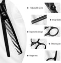 Professional Dog Grooming Scissors, 28 Teeth Thinning Shears, Black Titanium Stainless Steel, Safety Round Tip
