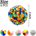 Andiker 6 Pcs Assorted Color Cat Ball Toys, Woolen Yarn Puffs Cat Pom Pom Balls Interactive Kitten Chasing Toys