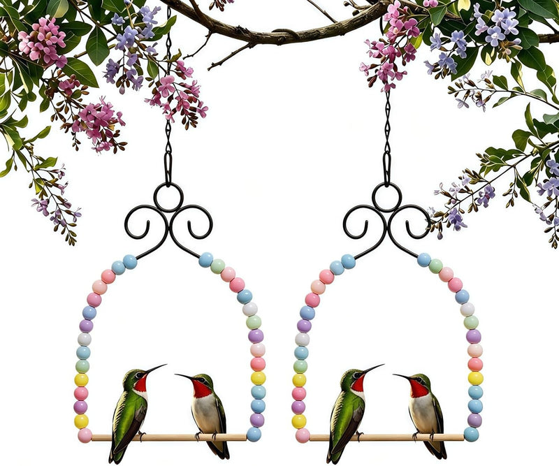 Hummingbird Swings and Perches for Outdoor, Rust-Resistant Metal, 2 Pack