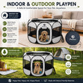 Portable Dog or Cat Playpen - Lightweight Durable Playpen for Pets - Easy Clean Up Foldable Pet Playpens with Waterproof Bottom & Self-Locking Zipper Door - Indoor/Outdoor Collapsible Crate for Pets