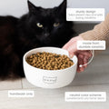 Pearhead Ceramic Meow Cat Bowl, Holds 12 oz, Modern Speckled White
