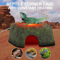 MECESOR Reptile Hide Cave with Heated Basking Platform, Resin Habitat Decor