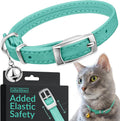 Soft Leather Cat Collar with Safety Elastic Strap