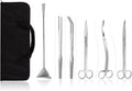 Aquascaping Tools 7 in 1 Kit Aquarium Plant Scissors Tools Set Curved & Waved Scissor Tweezers Spatula Stainless Steel A