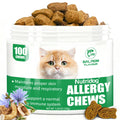 Cat Allergy Relief Chews for Seasonal Allergies - Itchy Skin, Sneezing & Paw Licking Remedy with Colostrum, Probiotics 300M CFU & Omega 3, Salmon Flavor Soft Chews, 100 Count