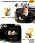 Ishineon Dog Car Seat for Small/Medium Dogs, Detachable Washable Dog Booster Car Seat Under 35lbs, High-Support Memory Foam,Travel Bed with Storage Pockets