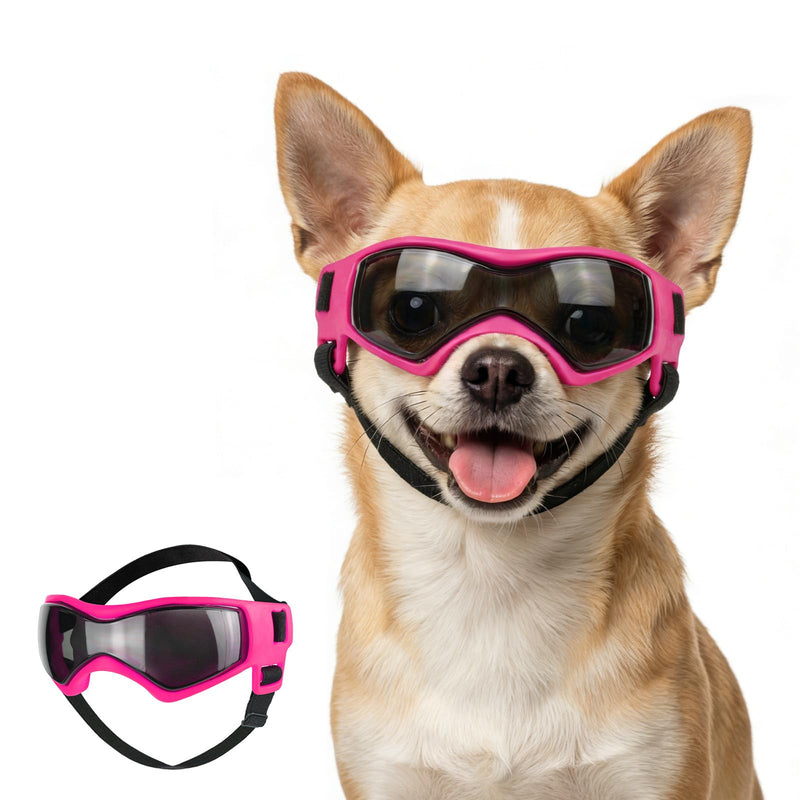 Dog Goggles for Extra Small Breed, Anti-UV Windproof Doggie Sunglasses, Small Dog Glasses Eye Protection for Riding Cycling Hiking, Pink