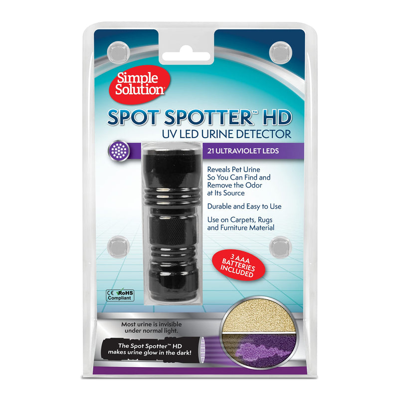 Simple Solution Spot Spotter HD UV LED Urine Detector, Dog Urine Stains, Blacklight Flashlight to Find Pet Urine Stains and Odors on Carpet and Furniture, 1 Light