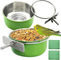 2 Pcs Parrot Feeding Dish Cups,Stainless Steel Bird Food Water Feeder Bowls