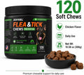 Flea & Tick Chews for Dogs, 120 Soft Chews, Chicken Flavor Dog Flea and Tick Support Supplement with Flaxseed Meal, Brew