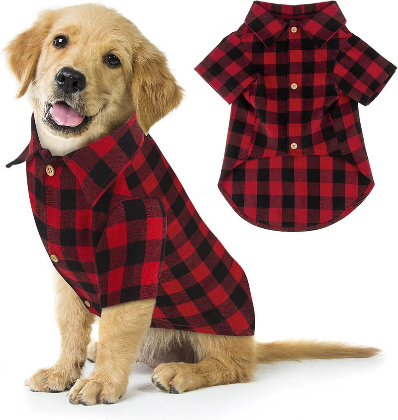 Plaid Dog Shirt Red Buffalo Dog Outfit Soft Casual Pet Clothes for Small Medium Large Dogs Puppy Cats Halloween Thanksgi