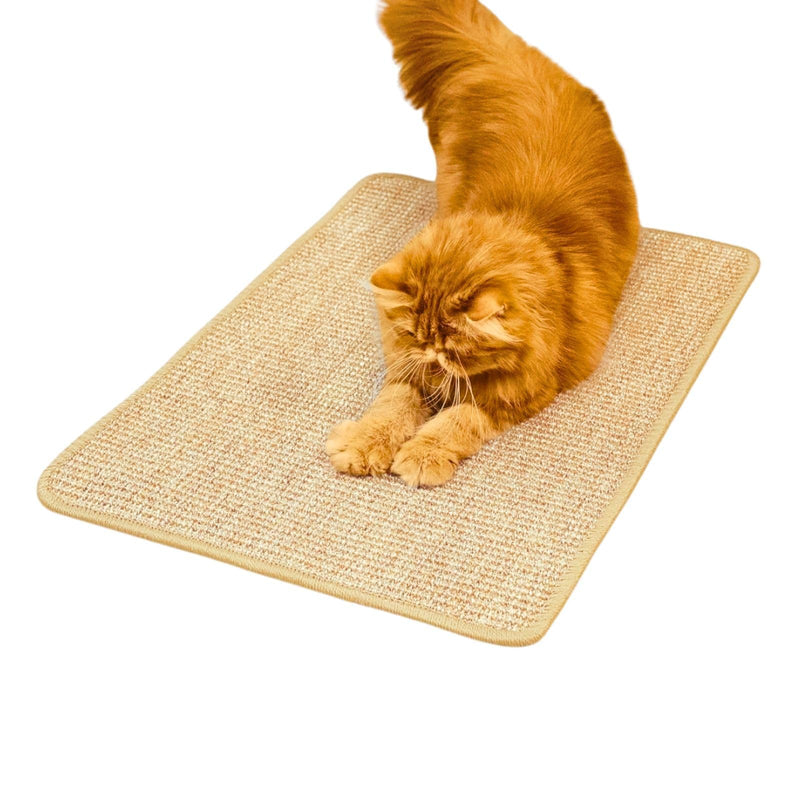 pingping-go Cat Scratch Mat,23.6 X 15.7 Inch, Natural Sisal Cat Scratching Mat with Jute Border,Protect Sofas, Carpets,Floor, and cat Paws,Beige,1Pack
