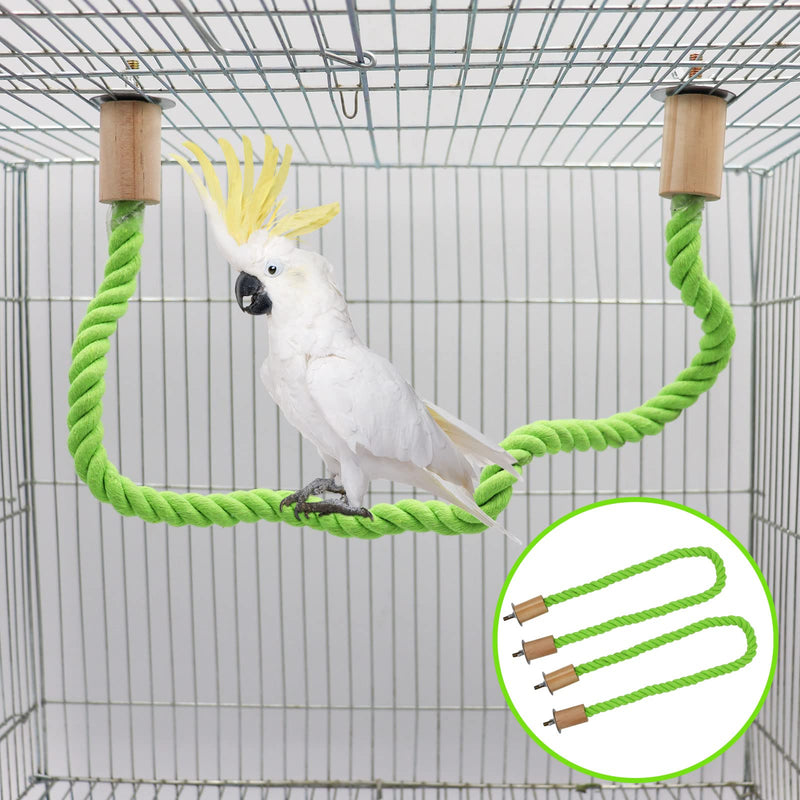 2 Pack Bird Hemp Rope Perch Swing, Bird Cage Stand Pole Accessories, Paw Grinding Standing Climbing Perch for Parrot, Parakeet, Budgies, Lovebirds(23.62