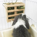 Bunny Hay Rack Guinea Pig Hay Feeder Chinchilla Hay Holder Rabbit Food Dispenser Natural Wooden Hamster Rabbit Cage Acce