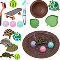 11PCS Tortoise Starter Kit with Feeding Toys, Tortoise Bathing Pool, Water & Food Dish Set, Turtle Shell Cleaning Brushe