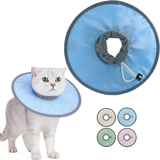 9.5 Inch Adjustable Elizabethan Collar for Cats - Soft & Comfortable Cat Cone Collar to Stop Licking & Scratching, Water