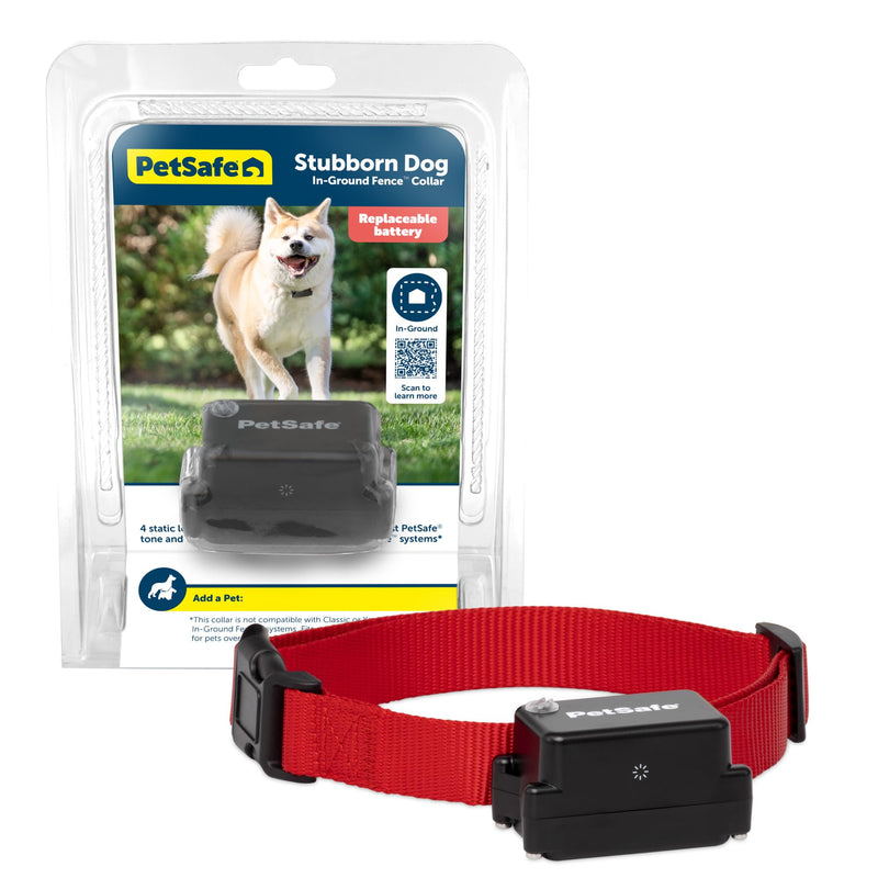 PetSafe Stubborn Dog Pet Fence Receiver Collar Only - In-Ground Containment Collar, Waterproof - Tone, Vibrae & Static Correction for Dogs 8lb and Up - From The Parent Company of INVISIBLE FENCE Brand