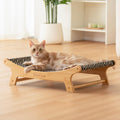 FurrCrest XL Sisal Cat Scratcher Bed with Elevated Hammock for Indoor Cats, Replaceable Natural Sisal Pad, Large Cat Lounge, Anti-Slip No-Wobble Bamboo Frame, Black & White Diamond.