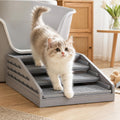 Heerduos Adjustable 4 Steps Litter Box Step,Litter Box ramp for Cat Litter Boxes,Washable Easy Cleaning Cat Litter Catcher & Litter Step with Filter Functions for Small & Elderly Cats(Gray)