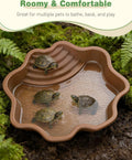 Pawfly Reptile Bathing Pool with Ramp, Reptile Food Dish Feeding Dish, Tortoise Water Dish Water Bowl with Steps, Turtle