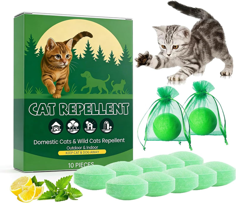Cat Deterrent Outdoor & Indoor, 10pcs Peppermint Mint Cat Deterrent Balls