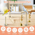 Hamiledyi Natural Wood Bird Play Gym for Small Birds, Parakeet Cockatiel Playstand with Perch, Ladder & Swing Toys for Cage Top(Style B)