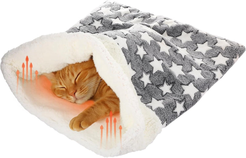 Self Heating Cat Sleeping Bag for Indoor Cats, Gray, Classic