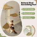 Solid Wood Cat Window Perch with 2 Jumping Platforms, Cat Hammock for Window with Scratching Post, Sisal Tall Cats Scratching Post with Large Perch, Wooden Cats