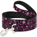 Buckle-Down Pet Leash - Stargazer Black/Pink - 6 Feet Long - 1" Wide