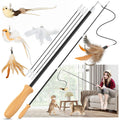 ROSAUI Cat Teaser Wand Toys, Interactive Bird Toys for Indoor Kittens, 42.15’’ Long Cat Fishing Pole Toys, 2Pcs Wires and 5Pcs Natural Refills, Sustainable Wooden Handles, Exercising, Playing