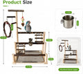 Bird Playground,Parrots Wooden Playstand with Removable Tray & Feeding Cups,Natural Wooden Parrot Stand Suitable for Sma