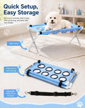 Dog Bath Holder for Small Dogs, Foldable Dog Grooming Hammock Stand，Blue