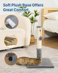 Happi N Pets Cat Scratching Post, Cat Scratcher for Indoor Cats, Sisal Scratching Post & Carpet Post in One, Stable Kitten Scratching Post with Replaceable Toy, Extra Free Toy, Light Gray