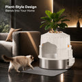 Hidden cat Litter Box Featuring a Stainless Steel Tray, Faux Greenery, an Activated Carbon Packet, and a Scoop; Plant-St
