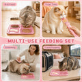 AZY 3-Piece Slow Feeder Cat Bowl Set, Silicone Cat Lick Mat, Cat Treat Dispenser & Food Spoon for Wet Food, Slow Eating & Daily Cat Enrichment (Pink)