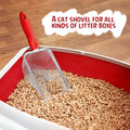 Apidgrowth Cat Litter Scoop - Long Handle Scooper, Rustproof Stainless Steel Mesh, Non-Slip Grip, Deep Shovel Sifter for All Litter Types, Easy Clean Kitty Waste Litter for Litter Box(Red)