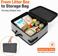 SZEE Travel Litter Box for Cats with Zipped Lid with 3 Pcs Disposable Liner Bags, Easy Cleaning, Suitable for Pets up to 15lbs, Portable Litter Box for Travel, Car, Hotel, Airplane, Camping - Grey