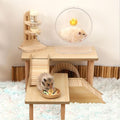 Hamster Play Wooden Platform，2-Piece ，Hamster Cage Accessories Toy Set
