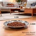 4-Pack Stainless Steel Cat Bowls, 6.3” Shallow Cat Bowl, Whisker-Friendly to Help Reduce Whisker Fatigue, Thickened & Durable Cat Dishes for Cats and Kittens, Dishwasher Safe