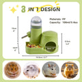 3 in 1 Hamster Water Bottle No Drip Automatic Leakproof Dispenser with Food Container and Hideout Base for Gerbil Rat Dw