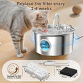 MJYNITE Cat Water Fountain Filter Replacement Kit - 6 Cat Fountain Filters, 6 Sponges & 1 Brush, Compatible with Stainless Steel Pet Fountains